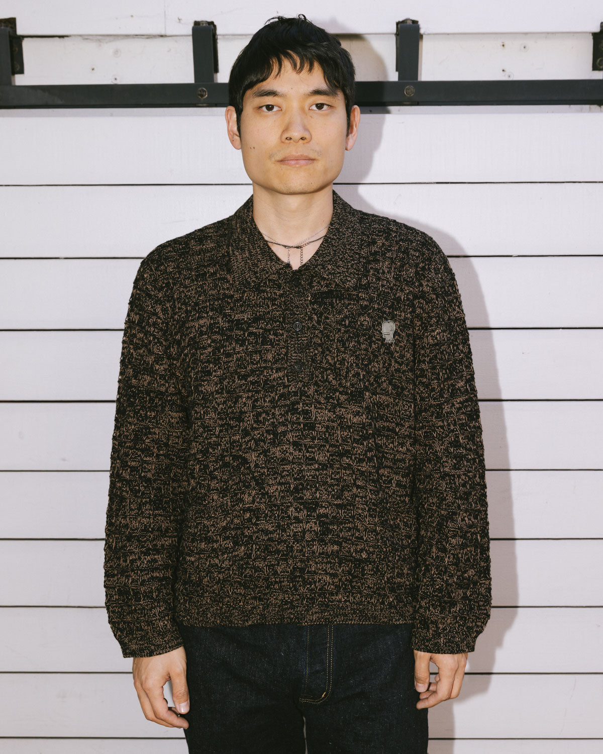 Waffle Pullover Sweater - Charcoal 7