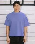 Boxy Thermal Mock Neck T-Shirt - Blue 2