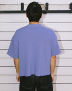 Boxy Thermal Mock Neck T-Shirt - Blue 7