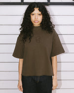 Boxy Thermal Mock Neck T-Shirt - Brown 8