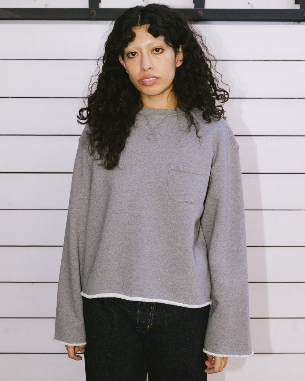 Boxy French Terry Sweatshirt - Heather Grey 7