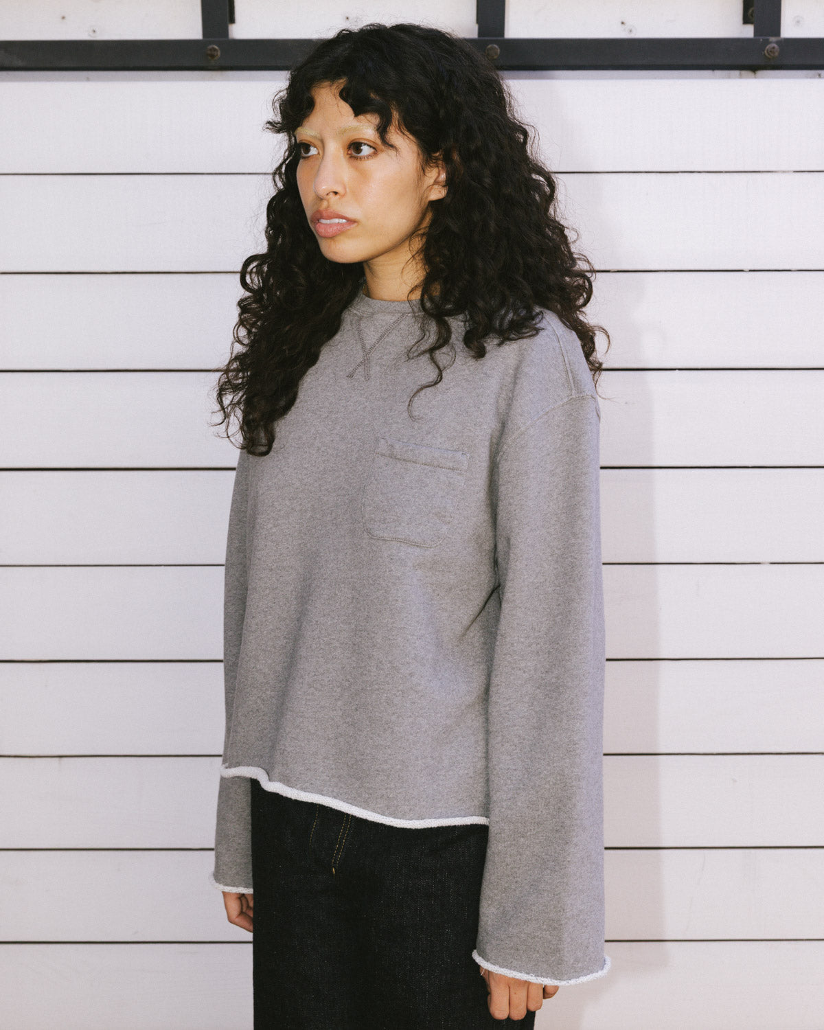 Boxy French Terry Sweatshirt - Heather Grey 8