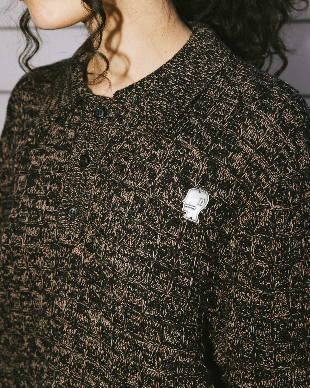 Waffle Pullover Sweater - Charcoal 10