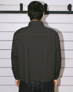 Gingham Round Collar Shirt - Black 7