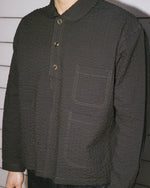 Gingham Round Collar Shirt - Black 4