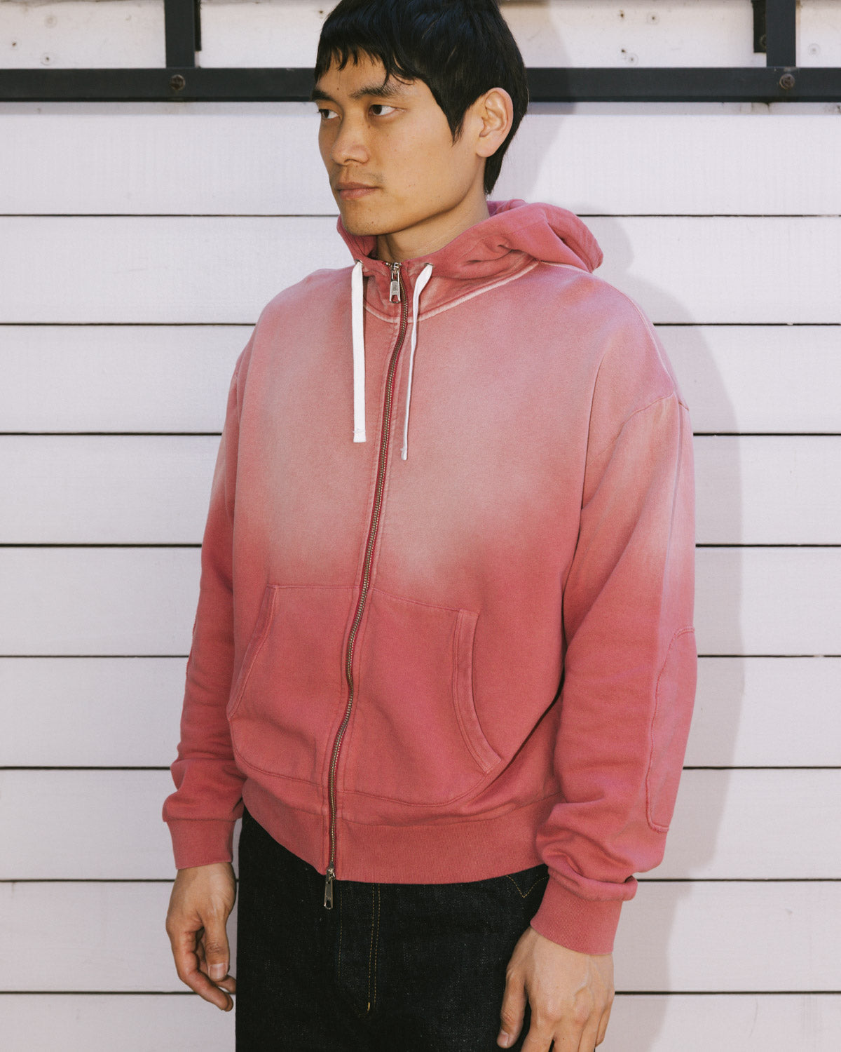 Padded Elbow Zip-Up Hoodie - Brick 4