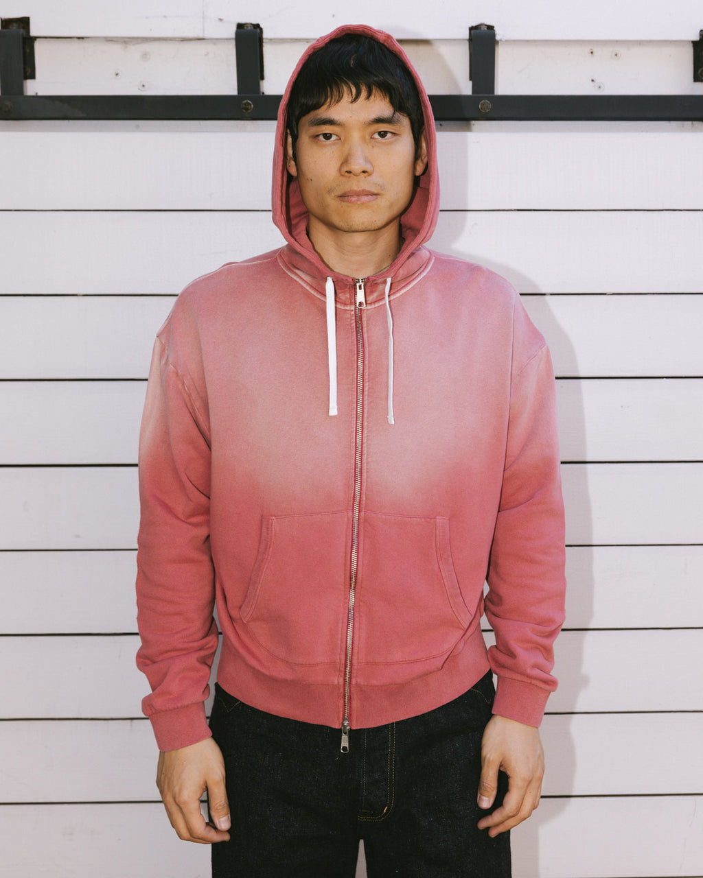 Padded Elbow Zip-Up Hoodie - Brick 8
