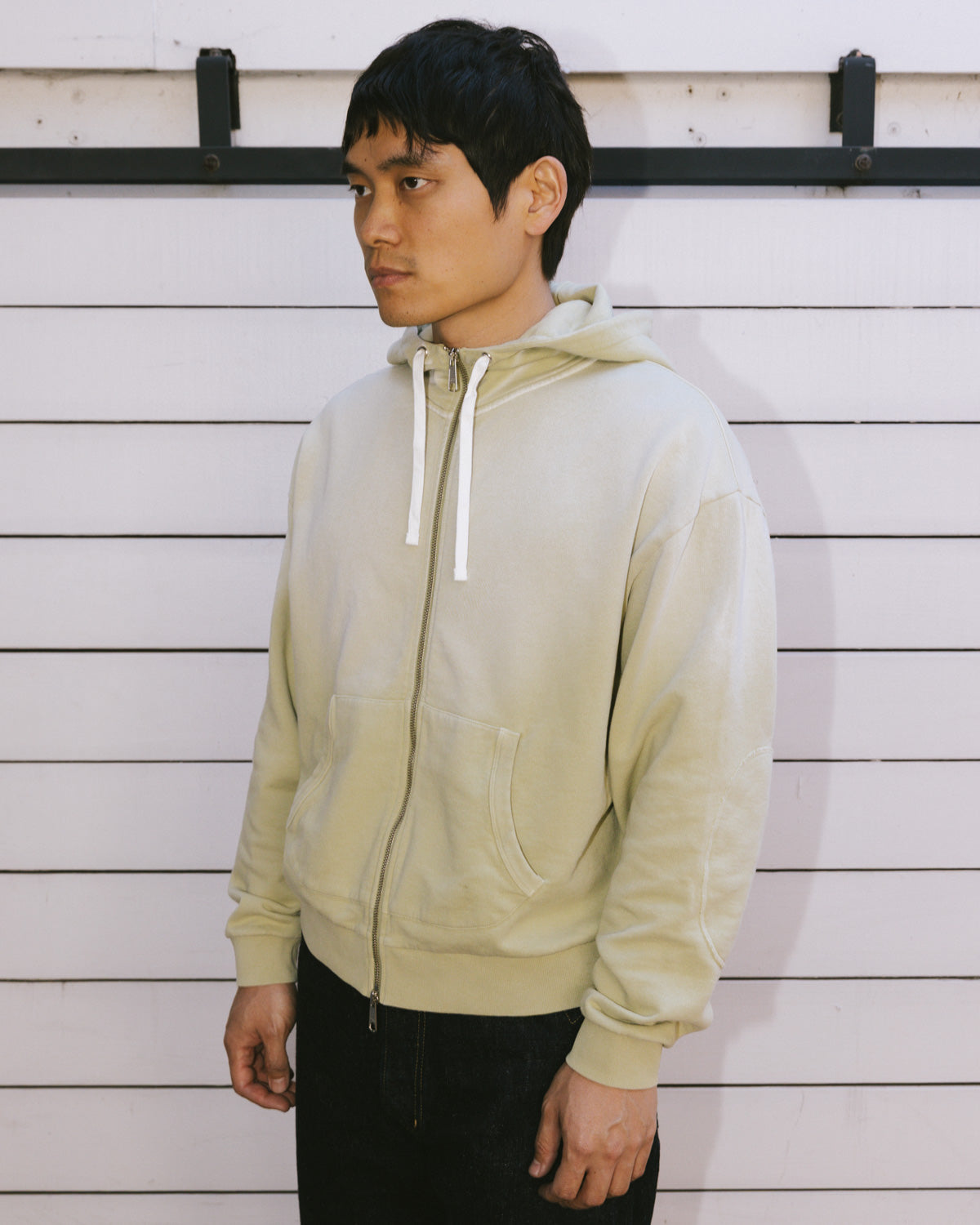 Padded Elbow Zip-Up Hoodie - Sand 4