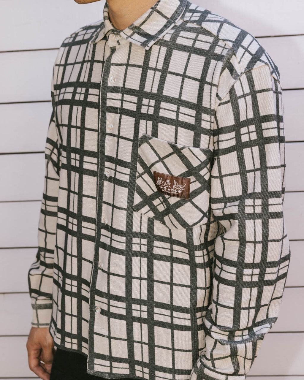 Plaid French Terry Button Up - Sand 4