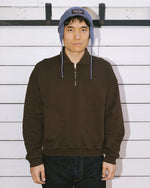 Half Zip Collared Sweatshirt - Brown 2