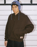 Half Zip Collared Sweatshirt - Brown 4