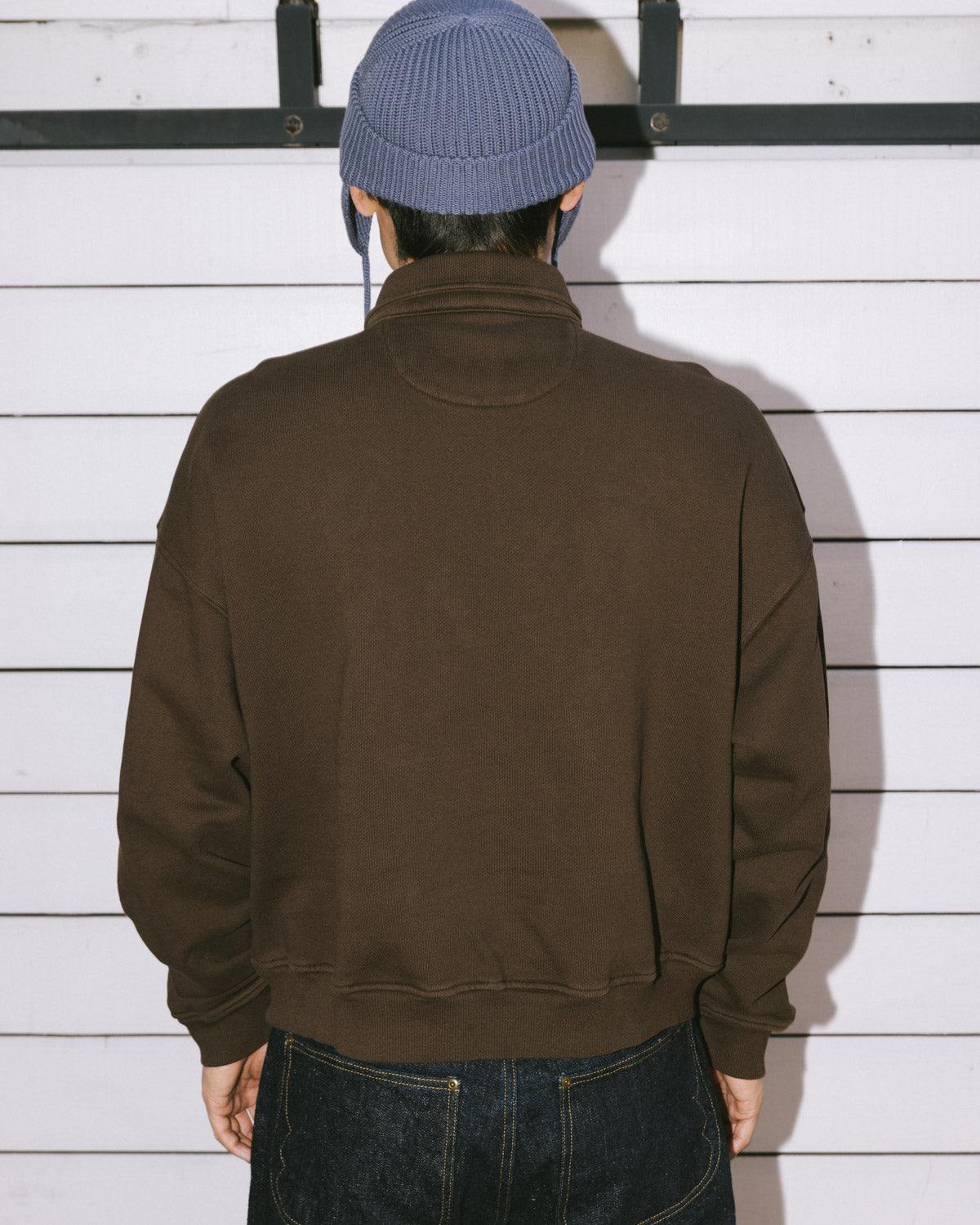 Half Zip Collared Sweatshirt - Brown 6