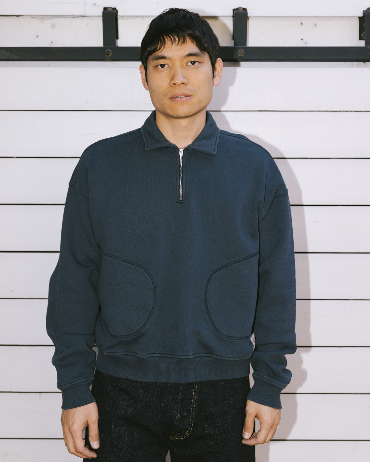 Half Zip Collared Sweatshirt - Midnight – Brain Dead