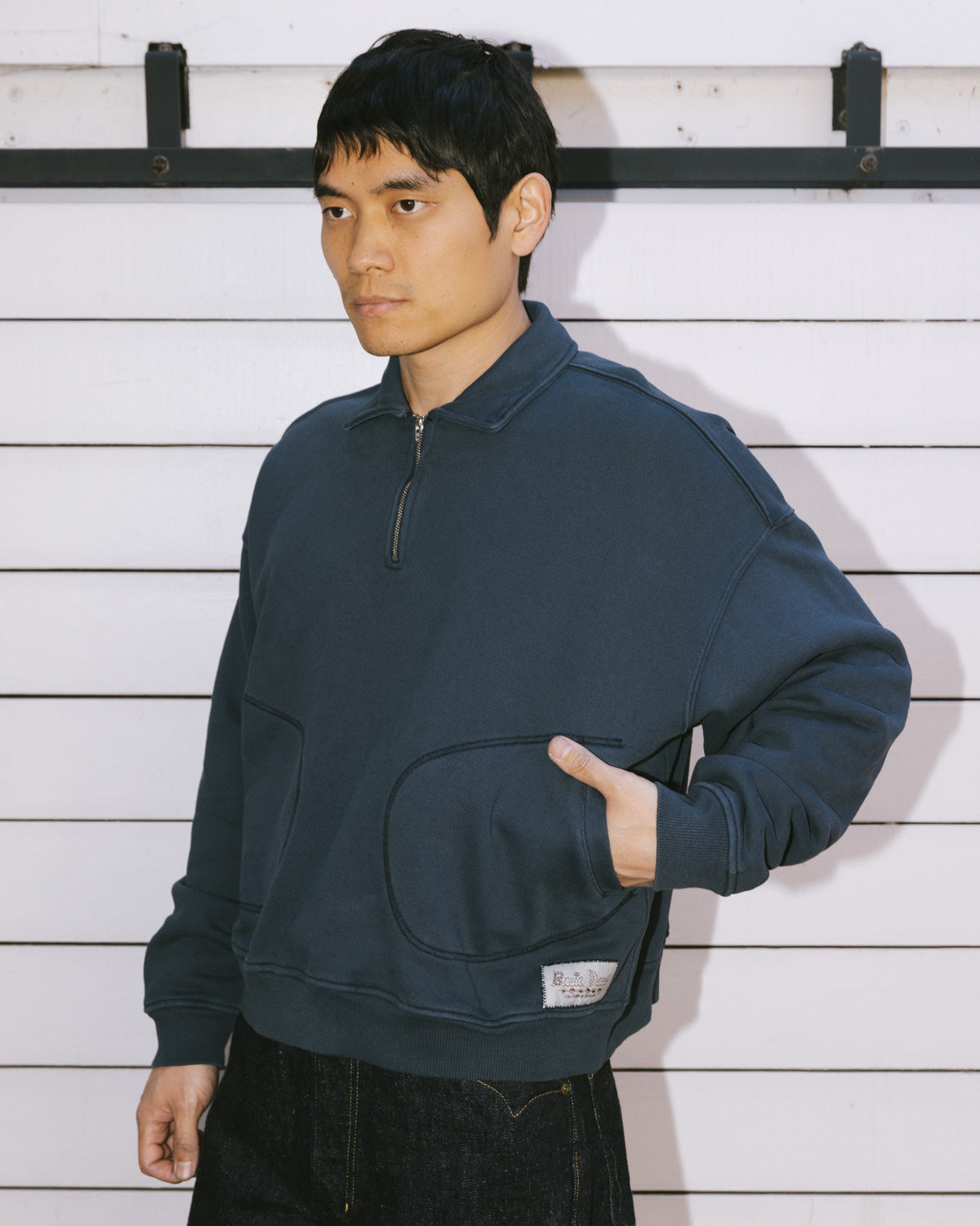 Half Zip Collared Sweatshirt - Midnight – Brain Dead