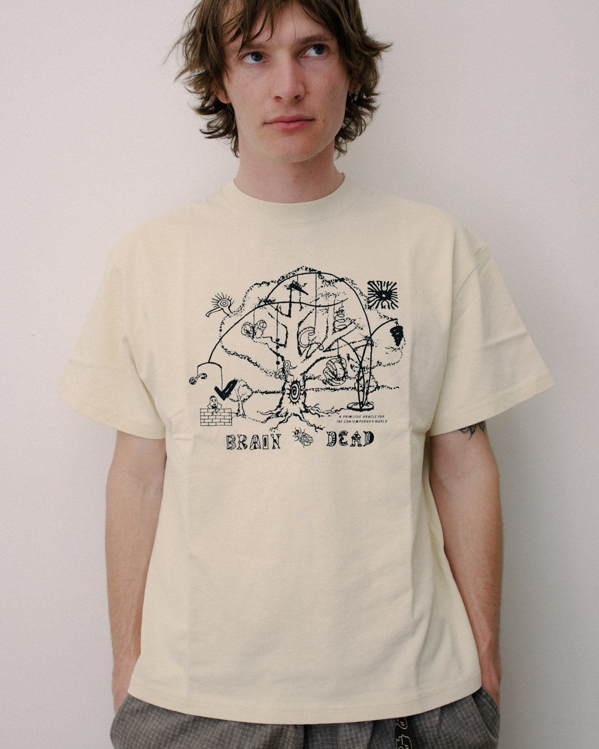トップス echeveria Brembana vintage fabric shirt1 Oracle T-shirt - Natural – Brain Dead