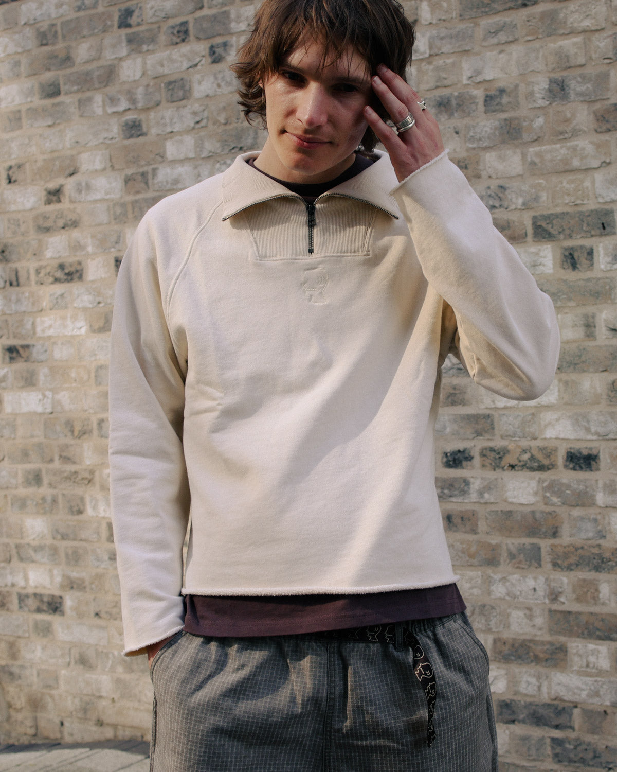 Raglan Mock Neck Pullover - White – Brain Dead