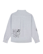 Striped Embroidered Mouse Button Up Shirt - Blue 2