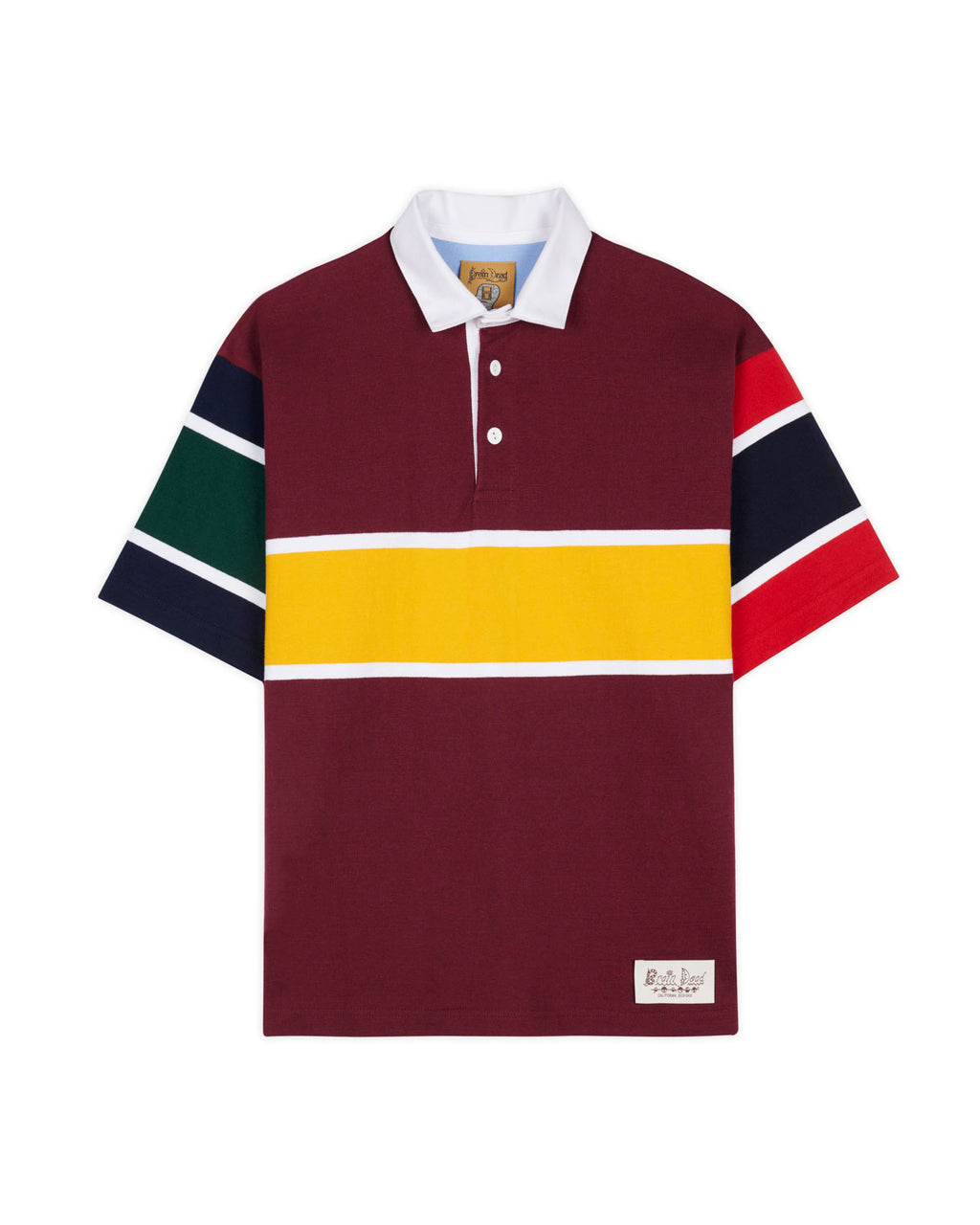 Short Sleeve Rugby Shirt - Burgundy Multi