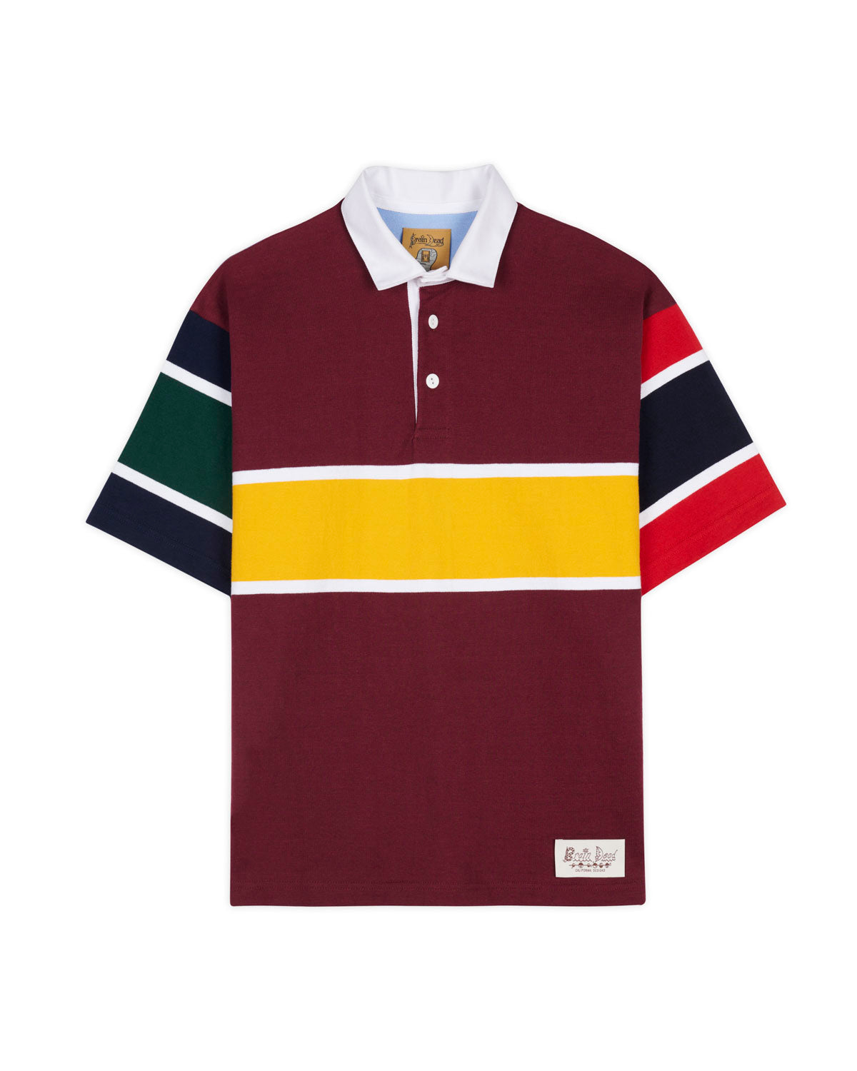 Short Sleeve Rugby Shirt - Burgundy Multi 1