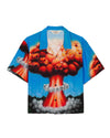 Explosion Short Sleeve Button Down Shirt - Blue Multi
