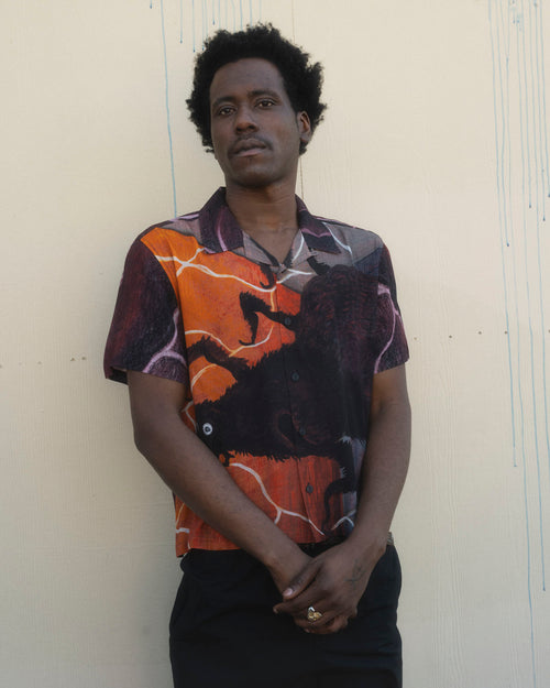 Spiral Orb Short Sleeve Button Up Shirt - Burgundy 2