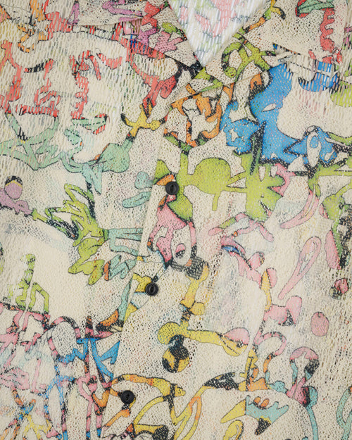 Stu Short Sleeve Button Up Shirt - Cream Multi 2