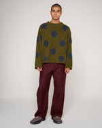 Teddy Fur Dot Knit Sweater - Olive 8