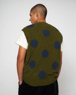 Teddy Fur Dot Knit Vest - Olive 5