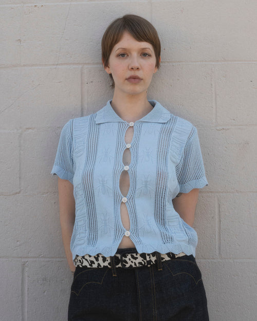 Translucent Doily Top - Light Blue 2