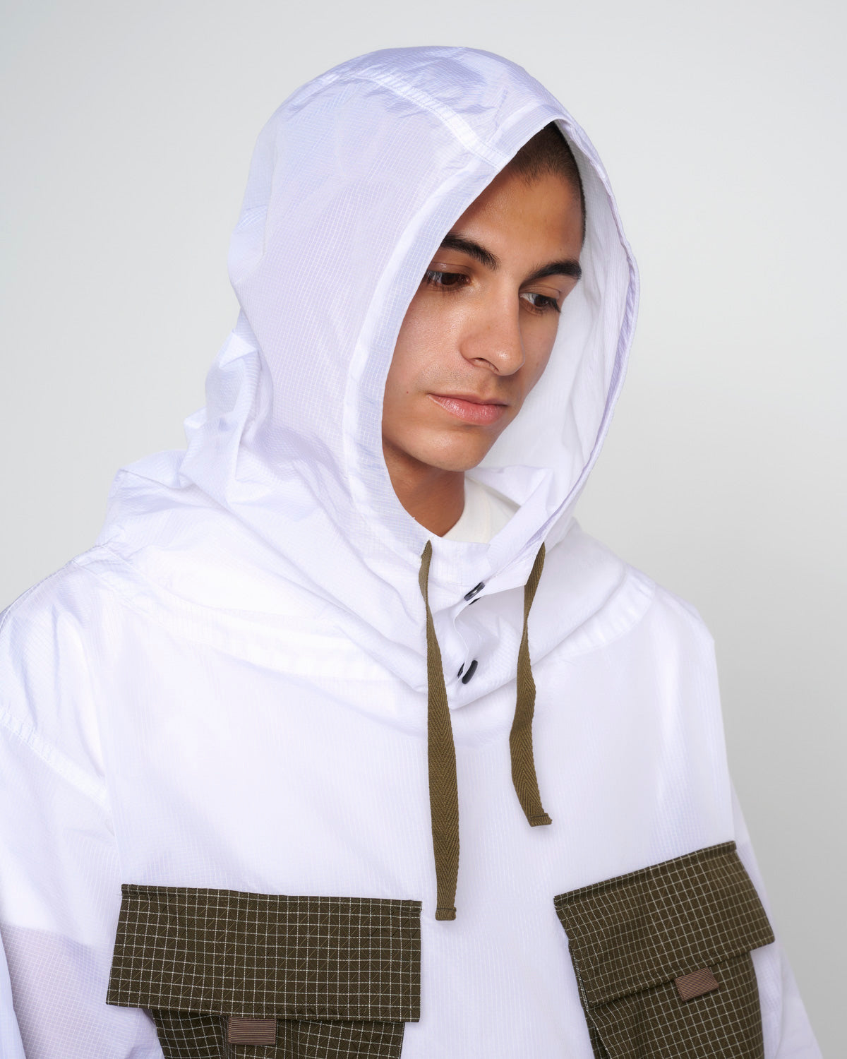 Translucent Military Smock Jacket - White