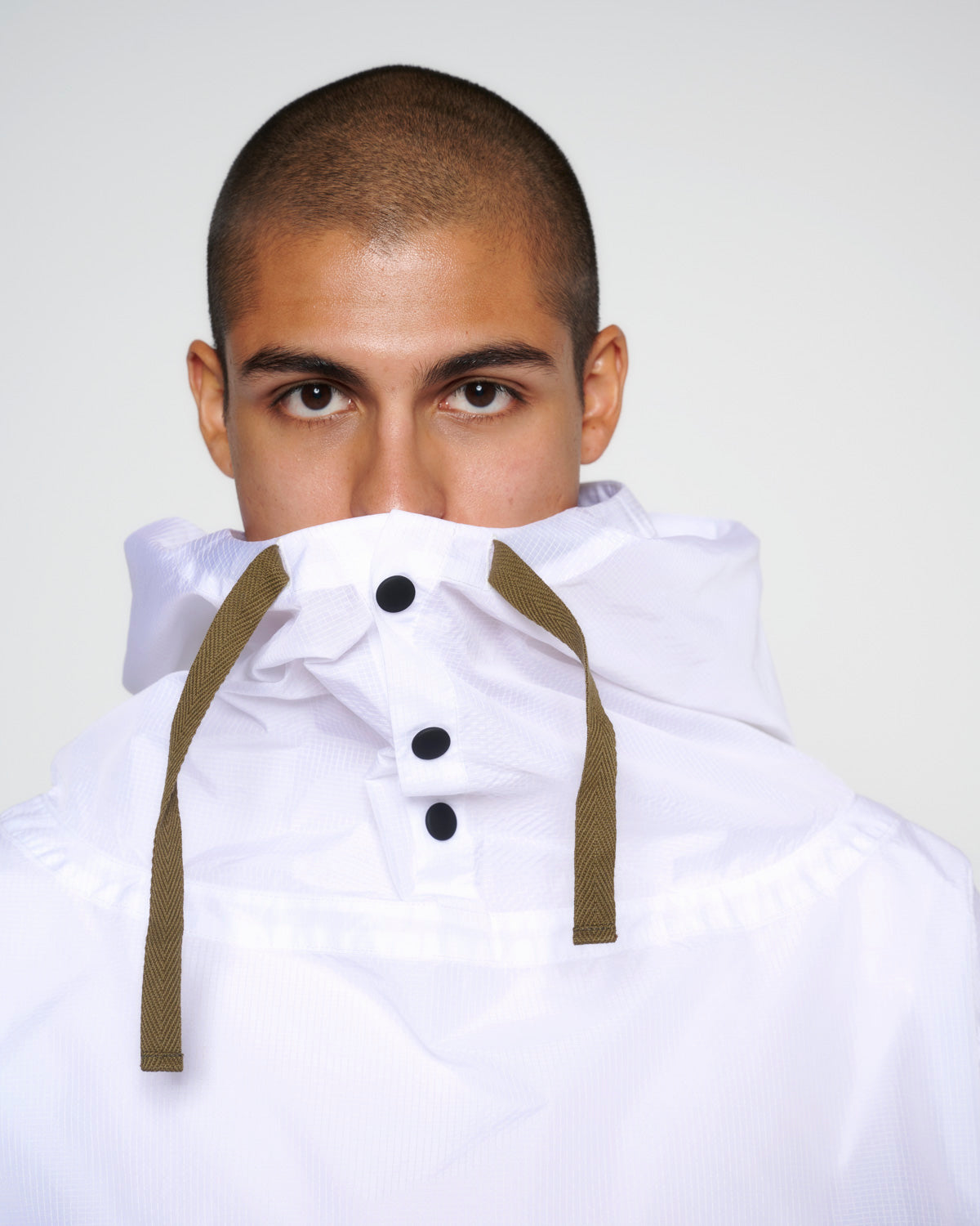 Translucent Military Smock Jacket - White