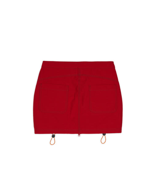 Triple Needle Bungee Zip Mini Skirt - Chili 2