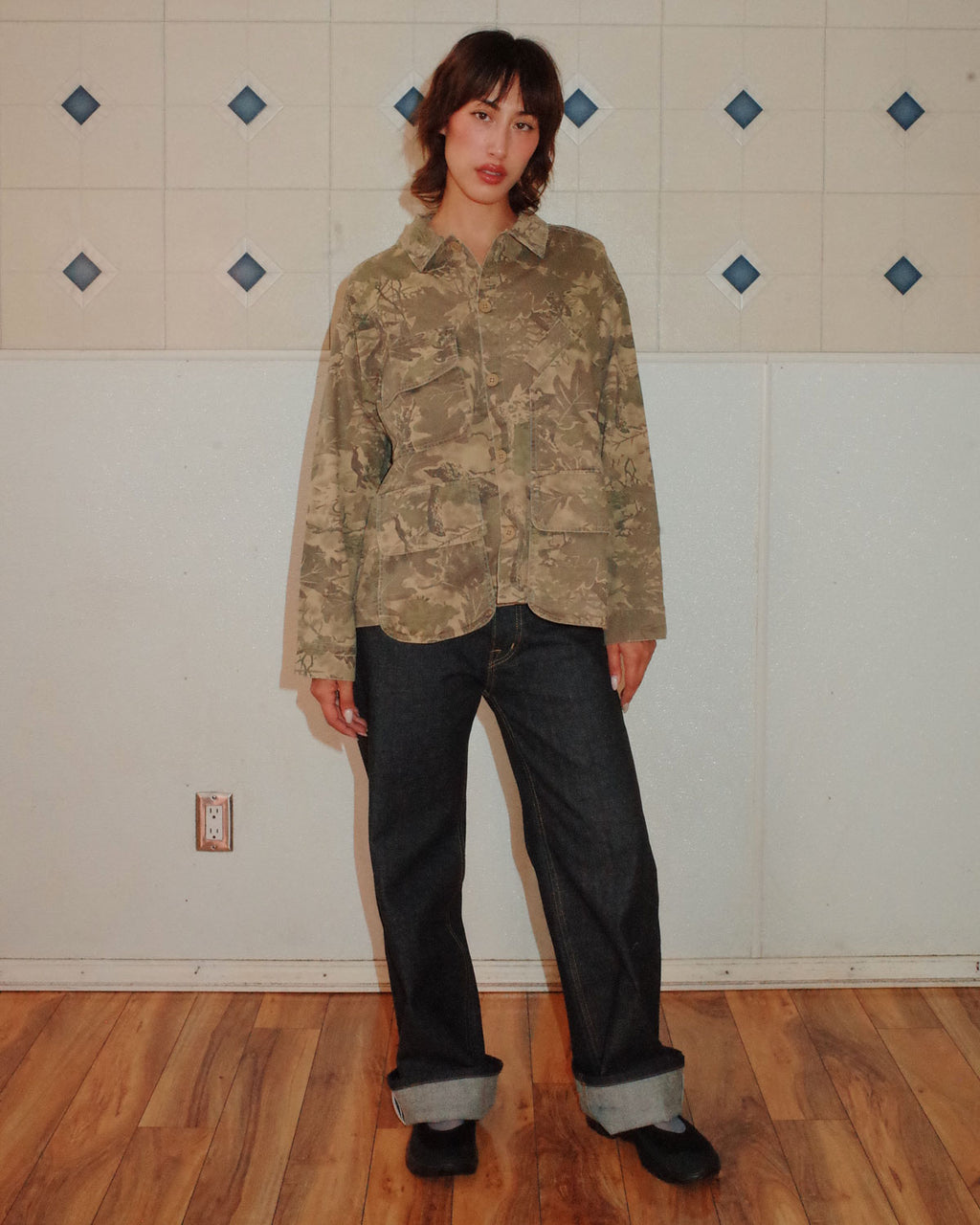 Twill Military Shirt Jacket - Leaf Camo 4