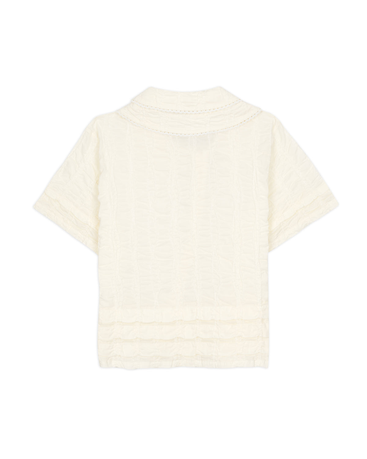 Twisted Seersucker Button Up Shirt - Cream 5