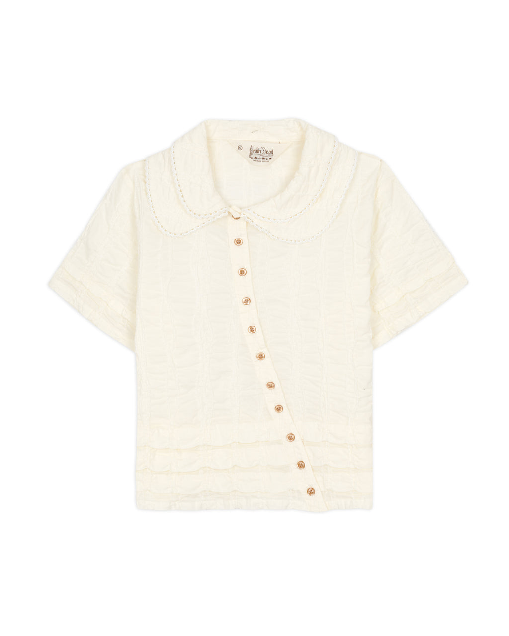 Twisted Seersucker Button Up Shirt - Cream