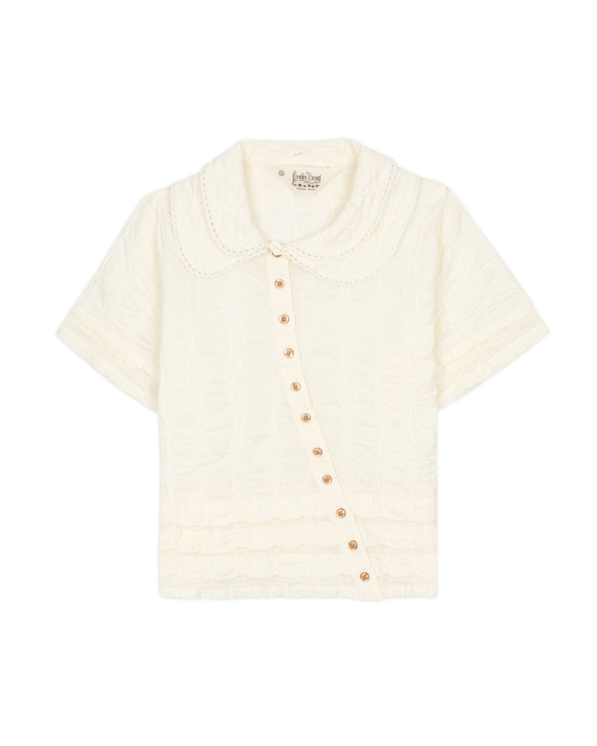 Twisted Seersucker Button Up Shirt - Cream 1