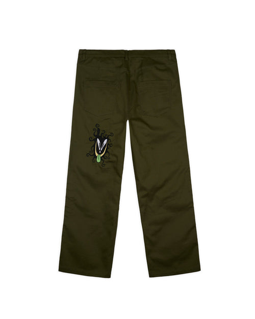 Twisted Snout Embroidered Pant - Olive 2