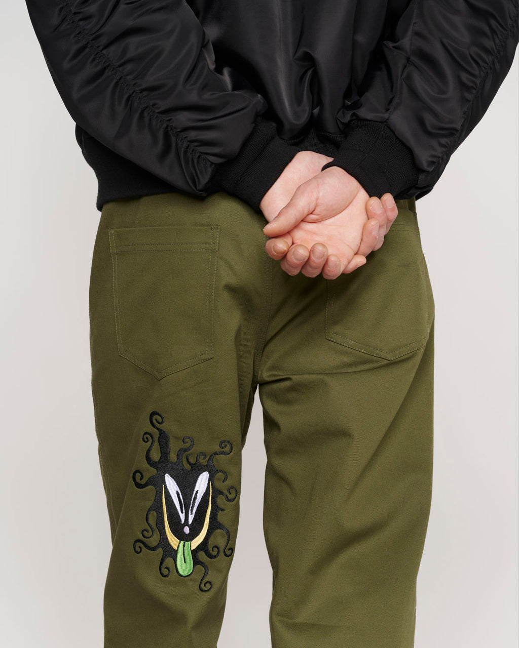 Twisted Snout Embroidered Pant - Olive 8