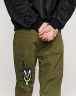 Twisted Snout Embroidered Pant - Olive 8