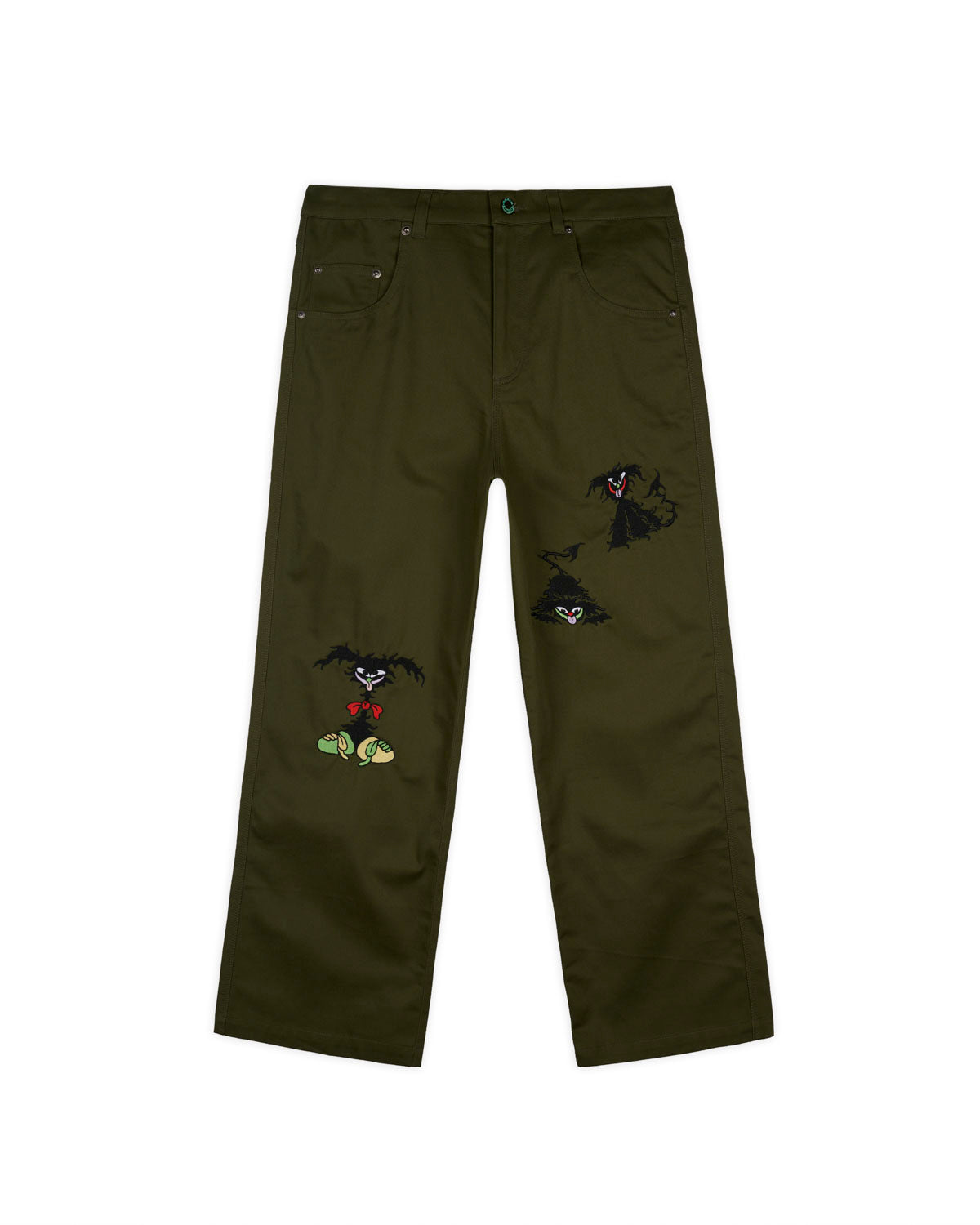 Twisted Snout Embroidered Pant - Olive 1