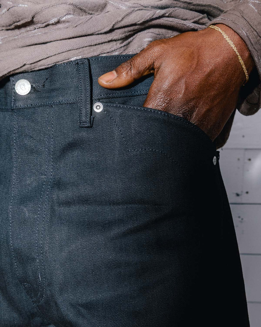 Type 00 14.25oz Selvedge Denim Pant - Solid Black 6