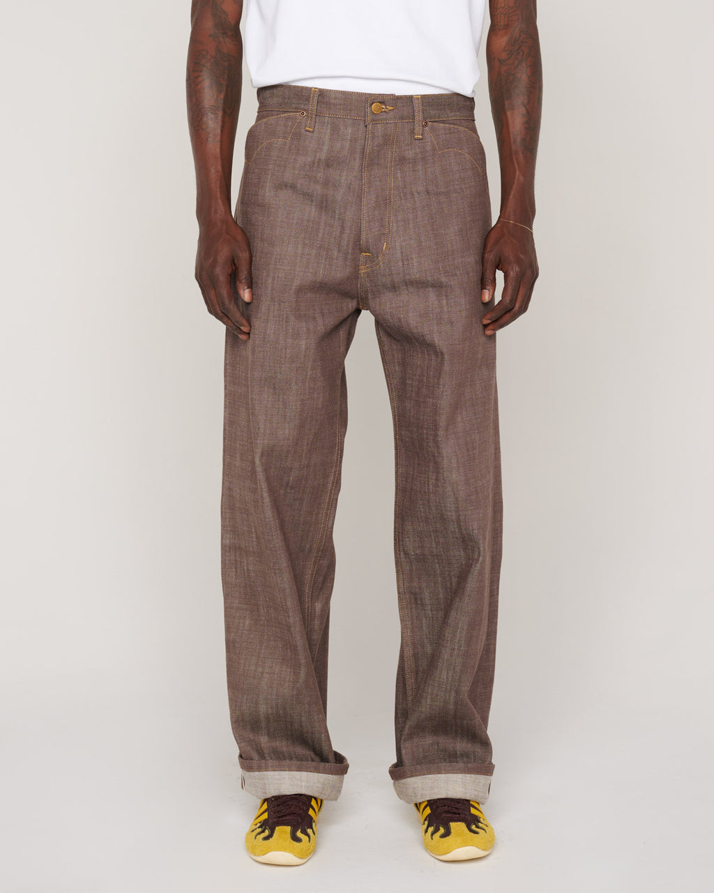 Type 00 14.5oz Selvedge Denim Pant - Brown 2