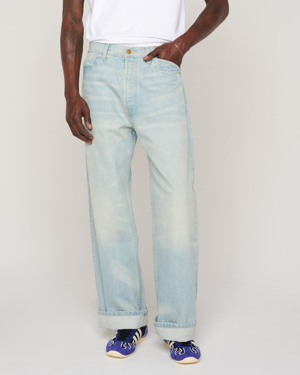 Type 00 15oz Selvedge Denim Pant - Light Washed Indigo 3