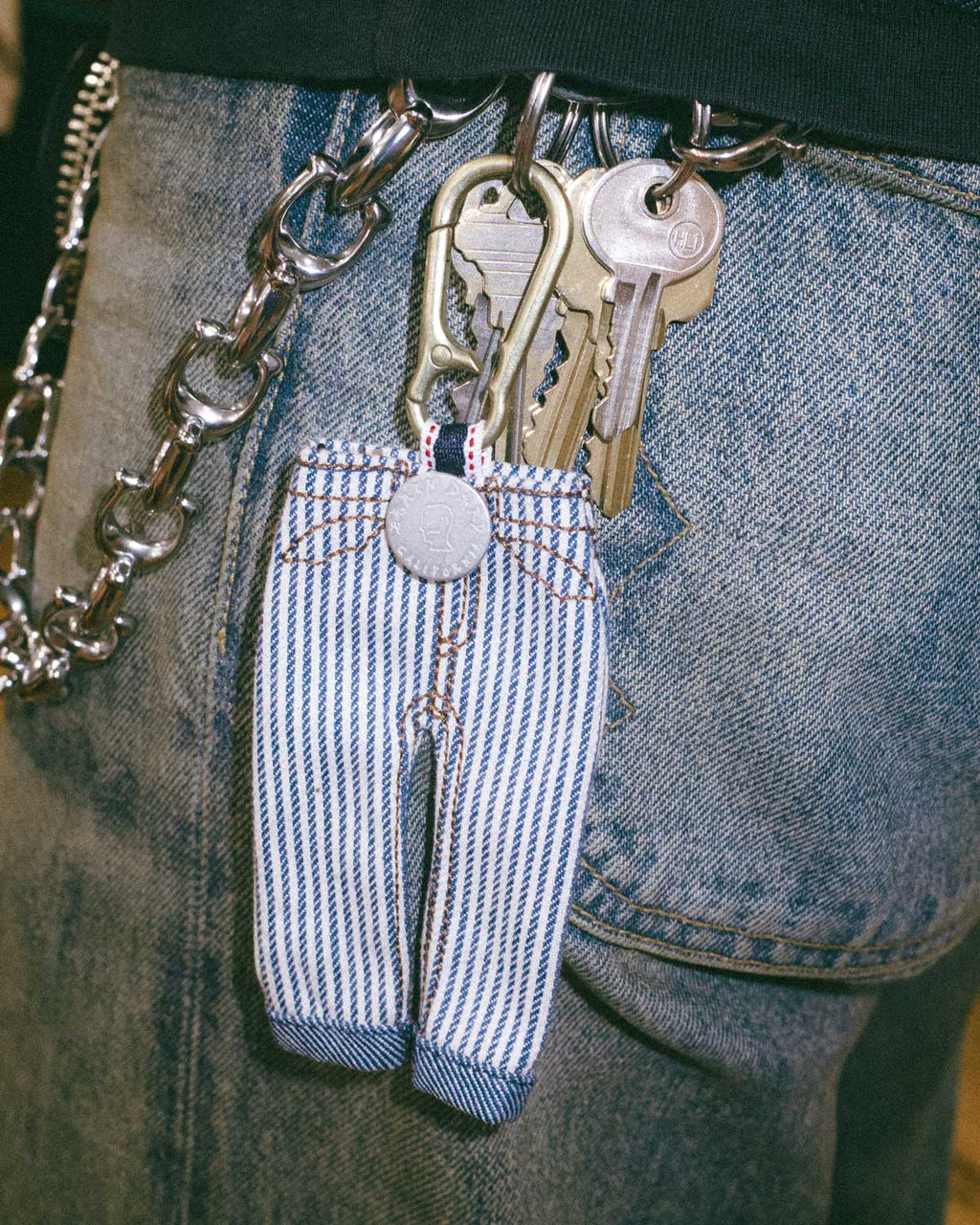 Type 00 Denim Keychain Charm - Hickory Stripe 2
