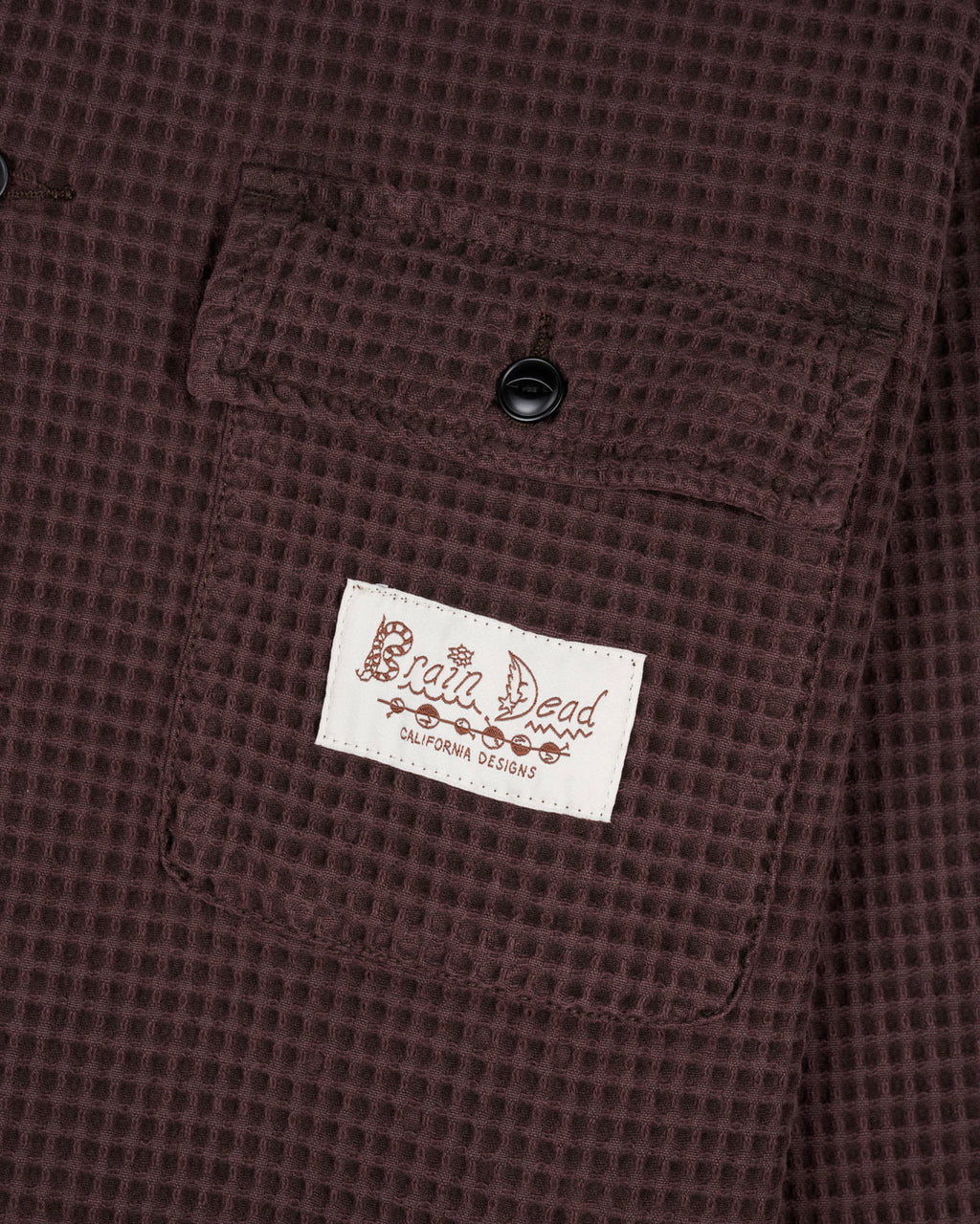 Waffle Button Front Shirt - Chocolate 3