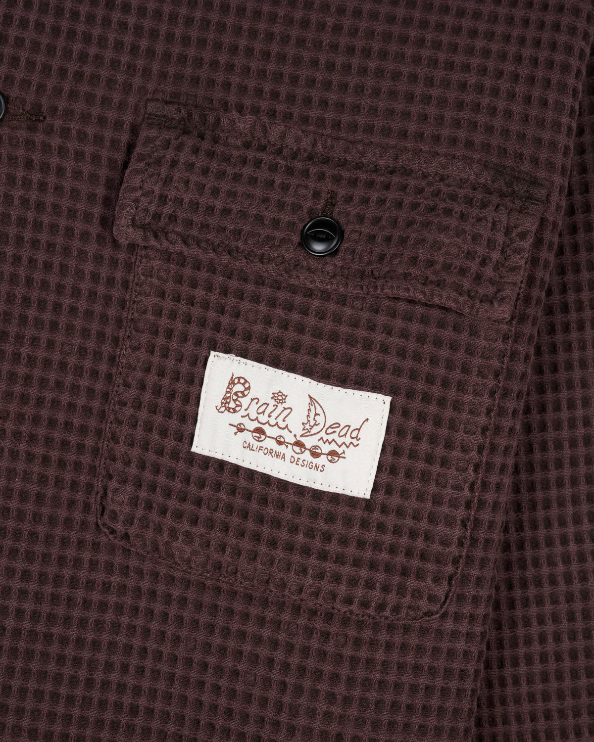 Waffle Button Front Shirt - Chocolate 3