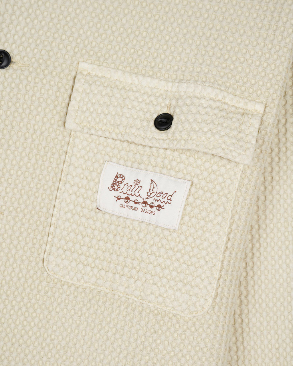 Waffle Button Front Shirt - Tan 3