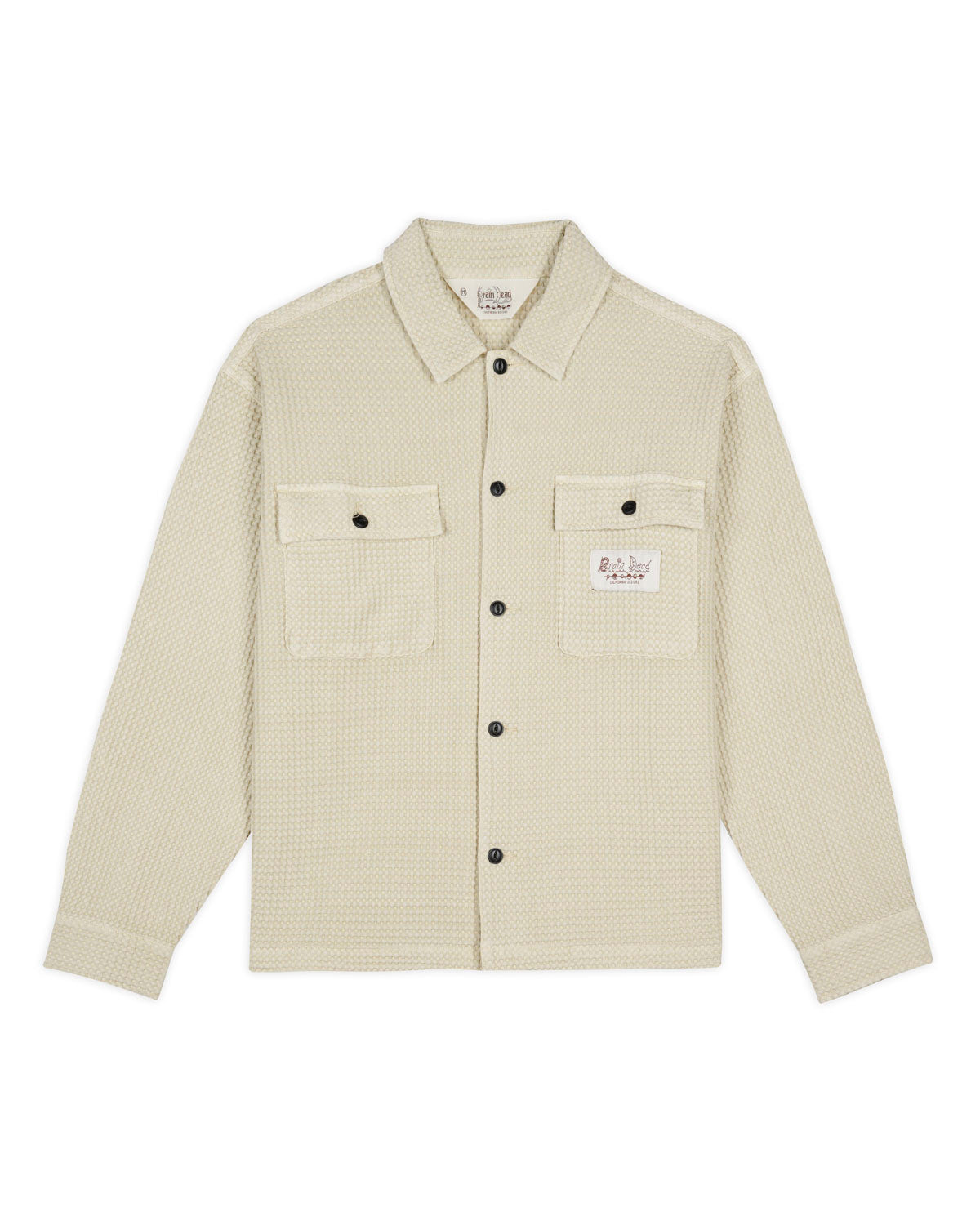 Waffle Button Front Shirt - Tan 1