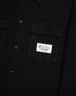 Waffle Button Front Shirt - Black 2