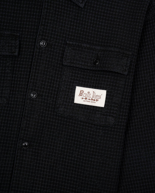 Waffle Button Front Shirt - Black 2